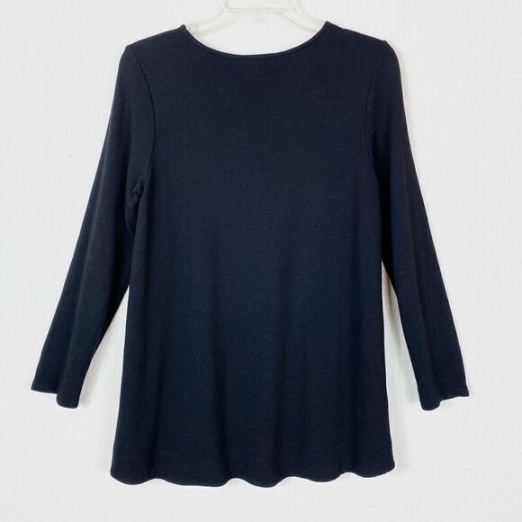 J. Jill Wearever Collection Black Ribbed Stripe Tunic Sweater - Picture 2 of 5